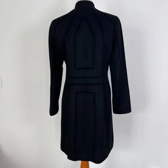 Juliana Collezione Wool Blend Trench Geometric Seams Mod Art Deco Contemporary - Picture 2 of 7